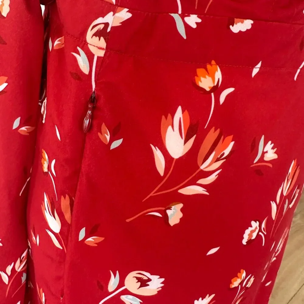 Kosan | Go Travel Dress Womens Small Red Floral Convertible Wrap Pockets Stretch - Picture 10 of 12